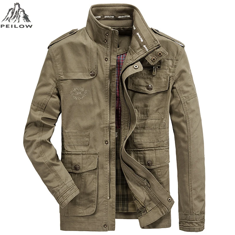 Kaufen Neueste mens Hohe qualität 100% Baumwolle jacke Windjacke Military Jacken Armee Kleidung Outwear Flug Jacke Plus größe 7XL 8XL