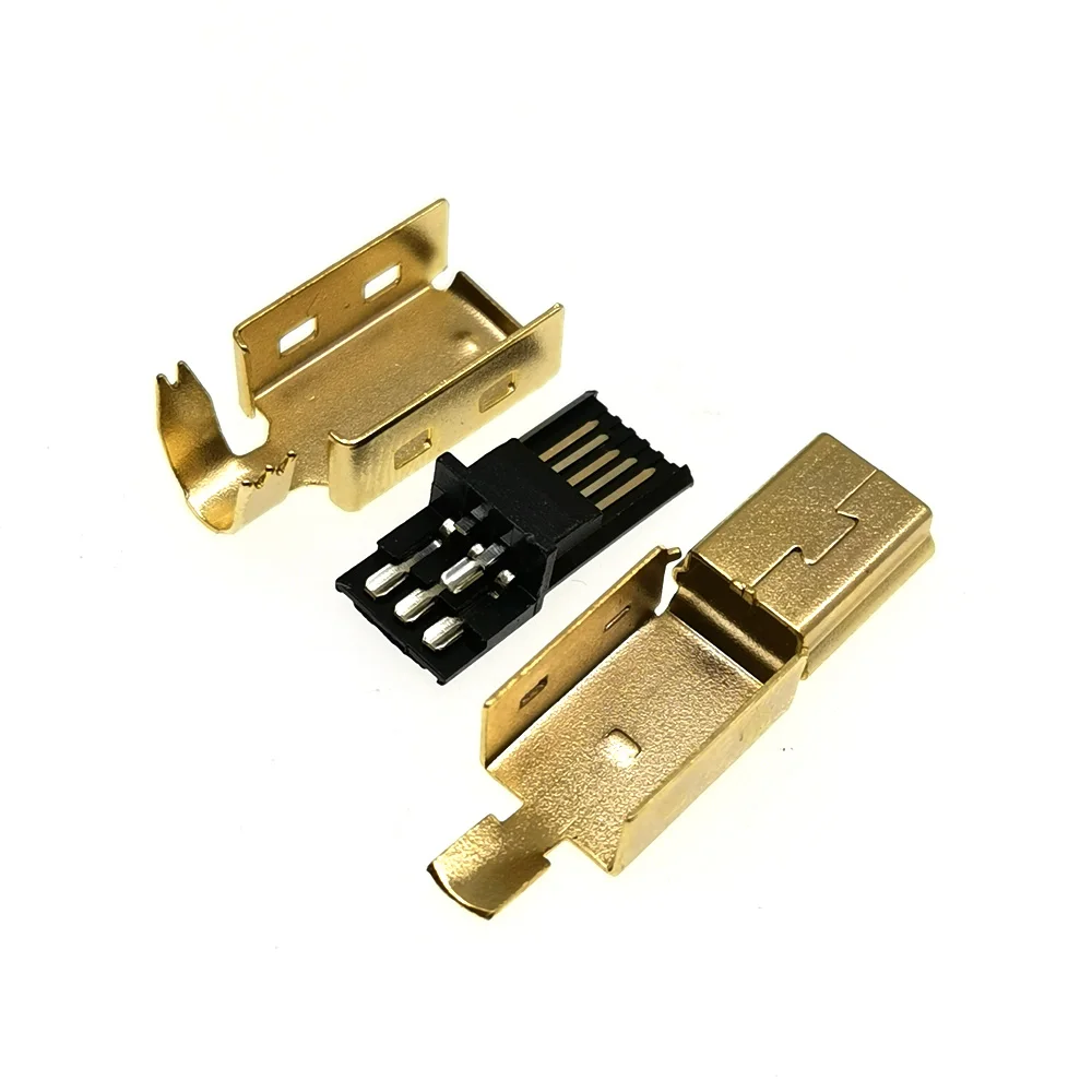 10 комплектов золотым напылением 3 в 1 штекер Mini-USB 5Pin 5P штекер USB разъем