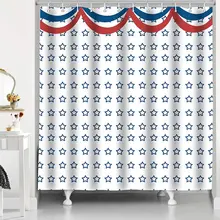 

Flag Shower Curtain Five-Pointed Stars Neatly Arranged White Minimalist Bath Curtains Waterproof Fabric with Hook Bathroom Decor