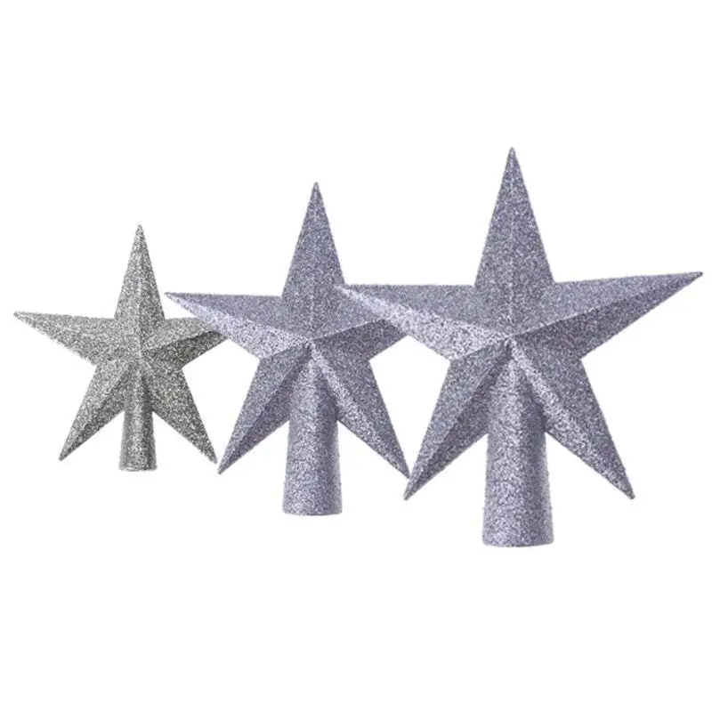 1PC Silver 15cm Блестящие звезды Рождественская Елка Топ блестящий красный/Золотой/Серебряный звезда рождественские украшения Топпер украшение дома новогодние вечерние принадлежности - Цвет: 1PC Silver 15cm