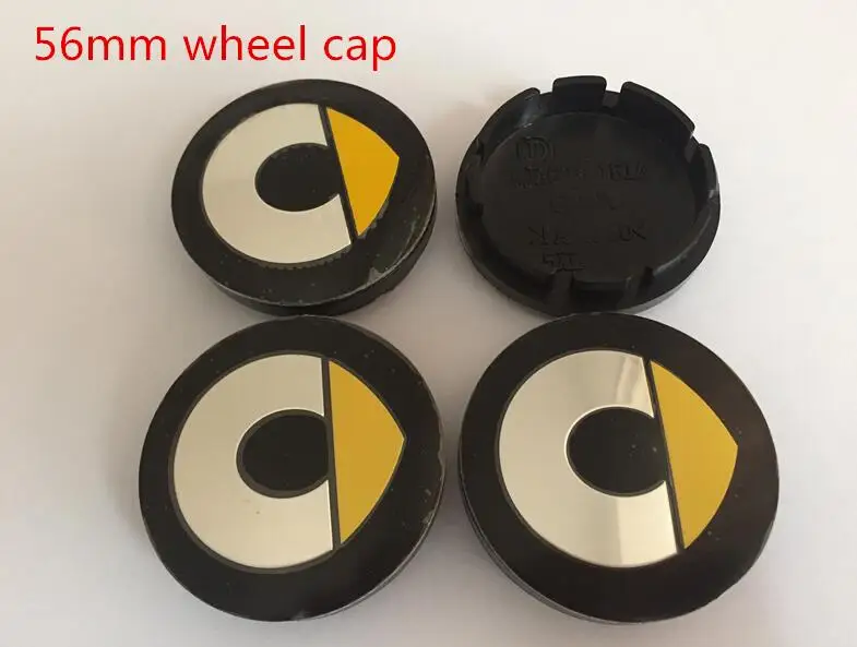 56mm yellow cap 4 шт., 56 мм, 60 мм, смарт-покрытие для колеса автомобиля, крышка ступицы, эмблема, наклейка для Fortwo Forfour Roadster Forjeremy Forspeed Forstars - Цвет: 56mm yellow cap