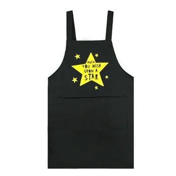 

Apron women's kitchen fashion men's creative polyester cotton H-type shoulder strap cleaning gowns custom LOGO cute home
