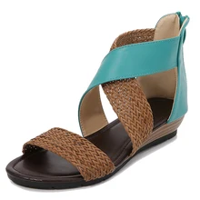 Retro Gladiator Women Sandals Weave Design Wedge Female Summer Casual Shoes Ladies Flat Open Toe Sandals Woman Plus Size 35-43 Retro Gladiator Women Sandals Weave Design Wedge Female Summer Casual Shoes Ladies Flat Open Toe Sandals Woman Plus Size 35-43