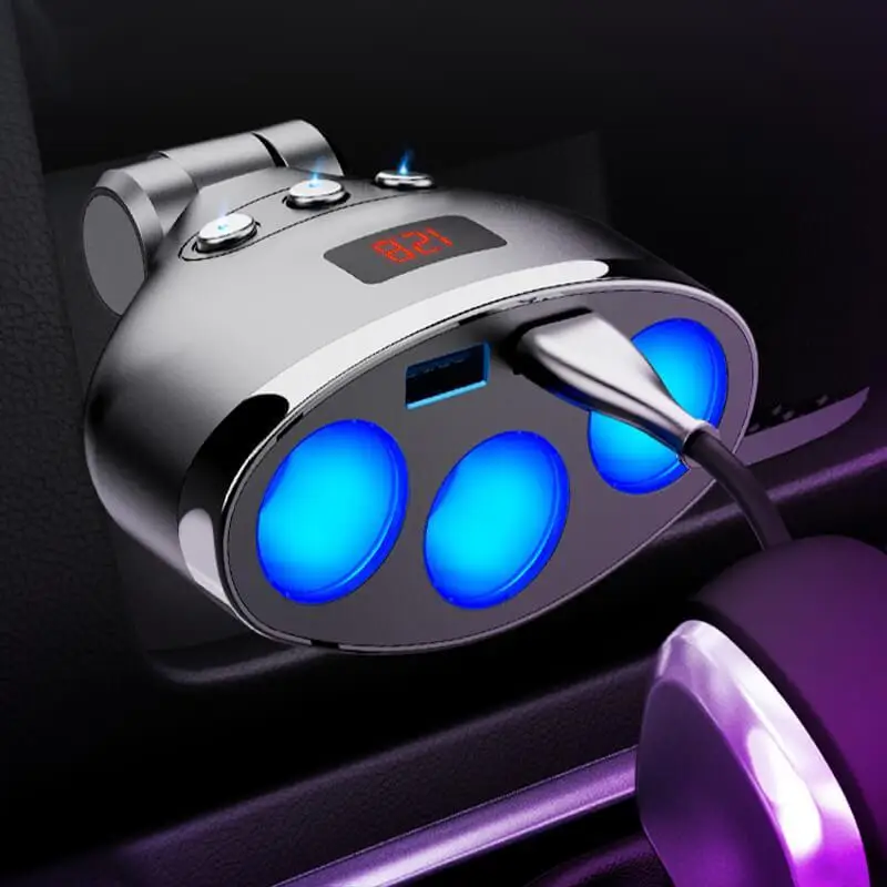 3 х полосная автомобильная Зажигалка зарядное устройство с двойным USB для быстрой