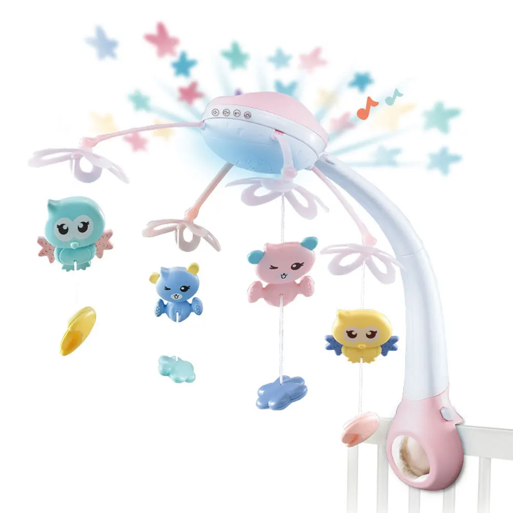 

With Light Cot Mobile Musical Projection Sleeping Night Nursery Remote Control Newborn Crib Rotating Lullaby Baby Toy Bed Bell