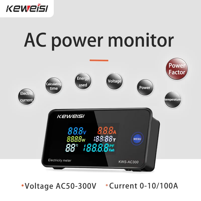 KWS-AC300 100A Digital Power Meter Voltmeter Ammeter AC Wattmeter KWS Power Energy Meter Electric Meter with Reset Function divider caliper