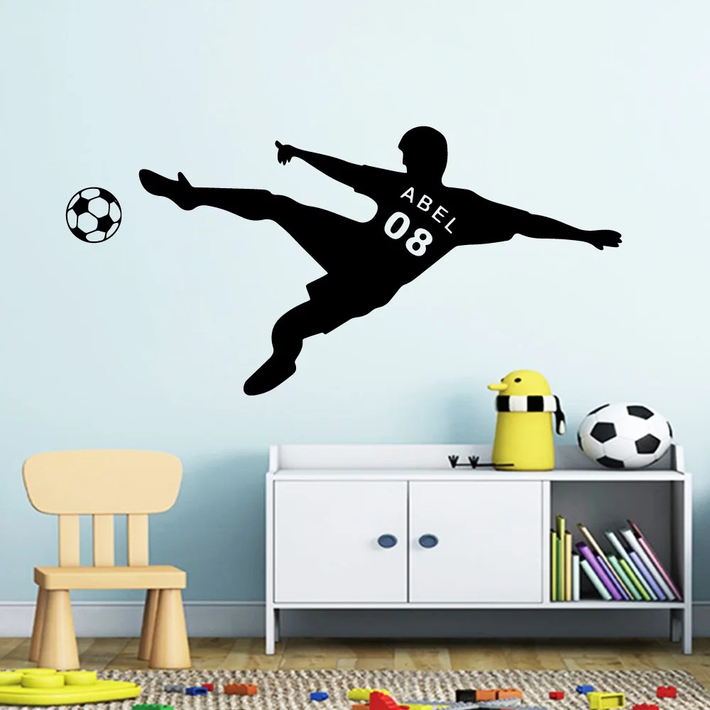 Искусство на заказ DIY Имя и номер для футболиста украшения дома ПВХ наклейка