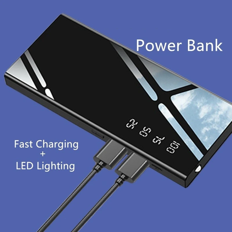 

Power Bank Waterproof Portable 10000 MAh for All Smart Phone Battery Powerbank Fast Charging External Battery LED Double USB