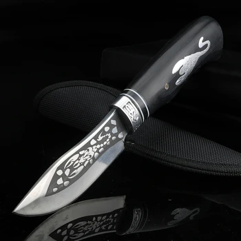 

Outdoor knife scorpion wooden handle short knife wild hunting survival knife camping multifunctional knife