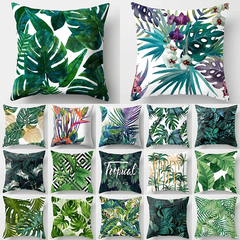 Cushion-Cover Pillowcase Decoration Sofa Tropical-Leaf Polyester Cactus 40506 43--43