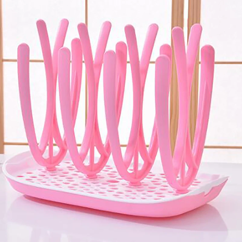 Bottle Dry Rack Baby Feeding Bottles Drain Drying RacBaby Bottle Dryer Drainer Storage Drying Holder Shelf Blue pink YHZ002