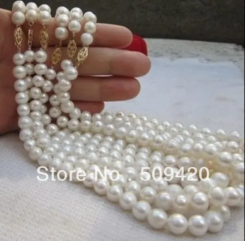 Free Shippingwholesale 6PC 7-8MM Akoya white pearl necklace 18 INCH