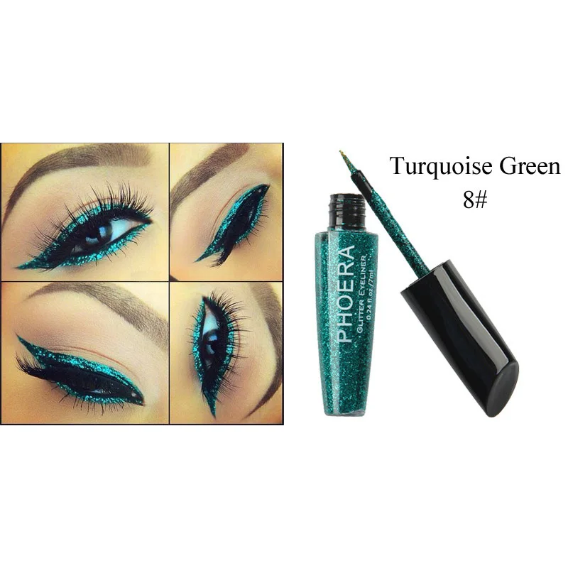 Turquoise-Green Топ класса люкс,, блестящая подводка для глаз, стойкая жидкая блестящая подводка для глаз, блестящие тени для макияжа, подводка для глаз, NShopping - Цвет: Turquoise-Green