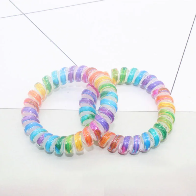 

2Pcs Colorful Telephone Wire Line Elastic Bands For Hair Ties Scrunchy Spring Rubber Band Gum For Accessories Hair Rubber Rope