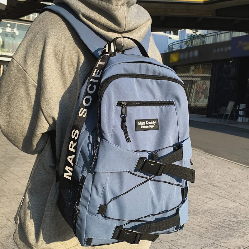 

Reflective Drawstring Men's backpack Women Waterproof Nylon Insert Buckle School Bag for College Student Laptop Backpack