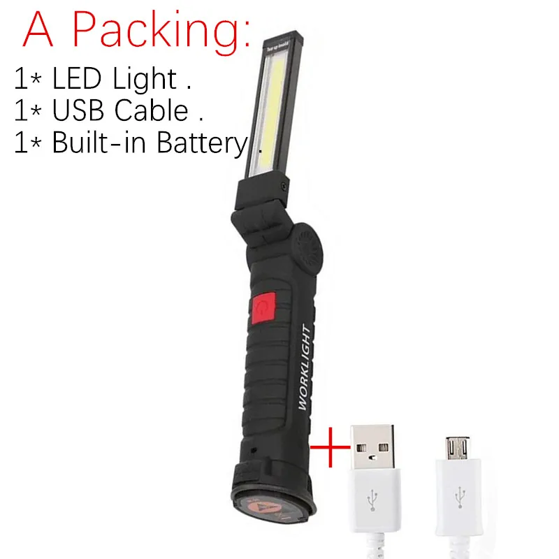 unique flashlights USB Rechargeable With Built-in Battery Set Multi Function Folding Work Light COB LED Camping Torch Flashlight flashtorch mini Flashlights