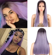 Bella Ombre Розовый / Блондин / Фиолетовый / Зеленый / Синий / Черный Прямые парики Синтетический парик фронта шнурка Термостойкие волосы для женщин Косплей или вечеринка 7 доступных цветов 20-дюймовая
