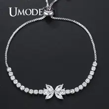 UMODE теннисные браслеты с бабочкой для женщин и девушек, свадебные браслеты с цирконием, женские модные подарки, ювелирные изделия, аксессуары для регулировки UB0191