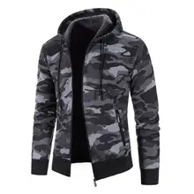 

C2021 Men Sweater Fleece Cardigan Winter Men's Hooded Sweaters Jacket Male Camouflage Thick Warm Sweatercoat for Winter