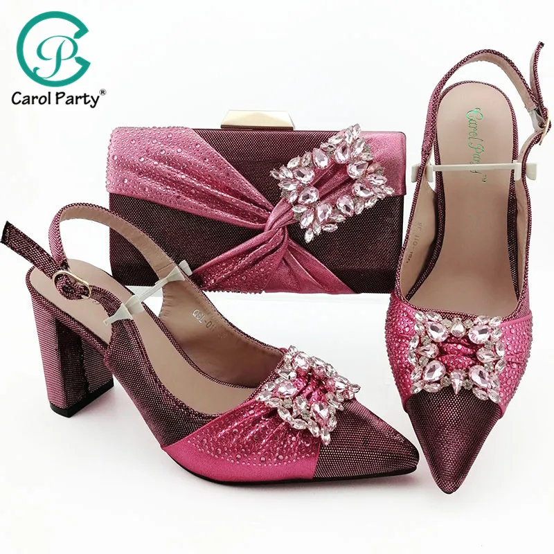 Zapato y bolso italiano para mujer, con cristales, zapatos nigerianos y bolsas, conjunto para fiesta, zapatos y bolso para mujer a juego