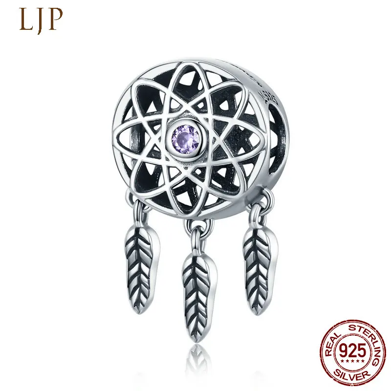 

100% 925 Sterling Silver Beads Beautiful Dream Catcher Holder Charms Pendant fit Original Pandora Bracelets Women DIY Jewelry