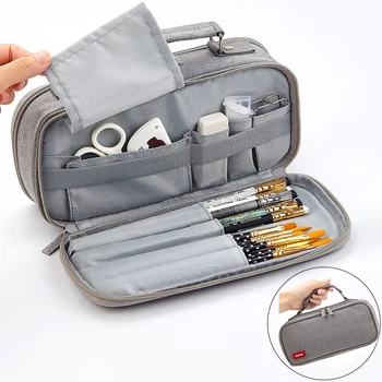 

Large Capacity Canvas Zipper Pencil Case Letter Simple Fabric Pencil Bags For Girls Boys Pencil Box School Stationery Material