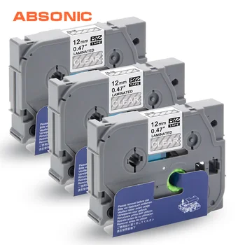 

Absonic 3PCS TZe-135 TZ-135 Cassette Label Tape Compatible for Brother P-touch PT-D210 PT-H110 PT-P700 Typewriter White on Clear