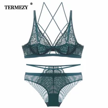 Женское прозрачное нижнее белье TERMEZY, привлекательный кружевной комплект с бюстгальтером на косточках, ультратонкий комплект нижнего белья