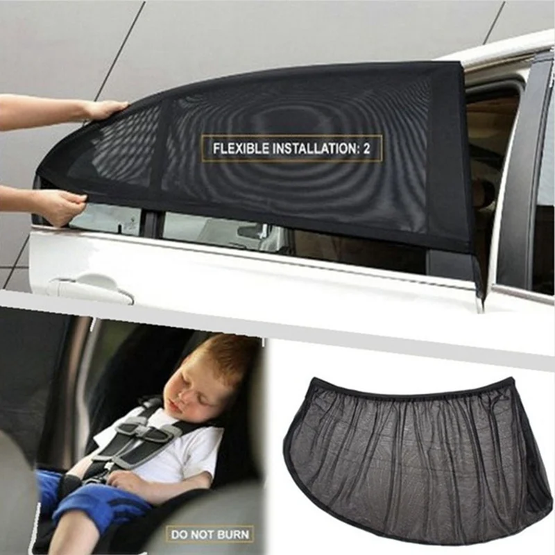 

4/2 Pcs Car Front/Rear Side Window Sun Visor Anti Mosquito Mesh Cover Sunshade Insulation Fabric Shield Summer UV Protector