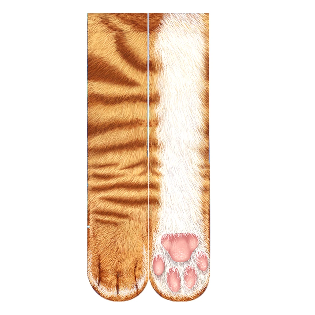Носки с 3D-принтом в виде лап животных, носки с изображением лап животных, носки с изображением тигра, кота, леопарда, хлопковые высокие носки для мужчин и женщин