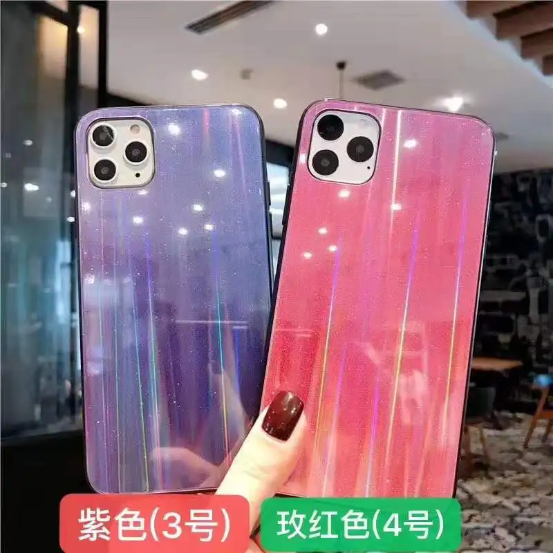 Чехол для Xiaomi 8 SE 9SE Lite CC9E Mix3, цветной градиентный лазерный чехол из закаленного стекла для Xiaomi Redmi Note 7 8 Pro K20 Pro Capa