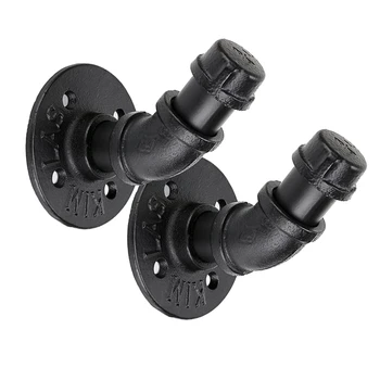 

2 Pack Industrial Coat Hook Rack Vintage Clothes Towel Holder Hanger Wall Mounted with Hardware for Home, Office, Black