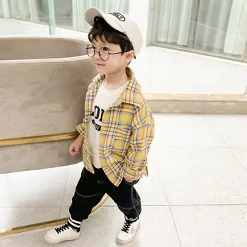 

2020 new boys plaid shirt cotton spring fashion boys top 3-8 years HJ366