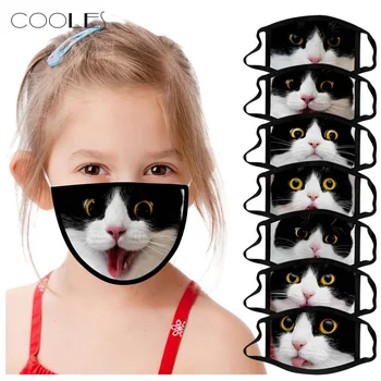 

7PCS Children Kids Adult Cartoon print Face Masks Windproof Washable Reusable Masks Mondmasker Funny Mascarilla