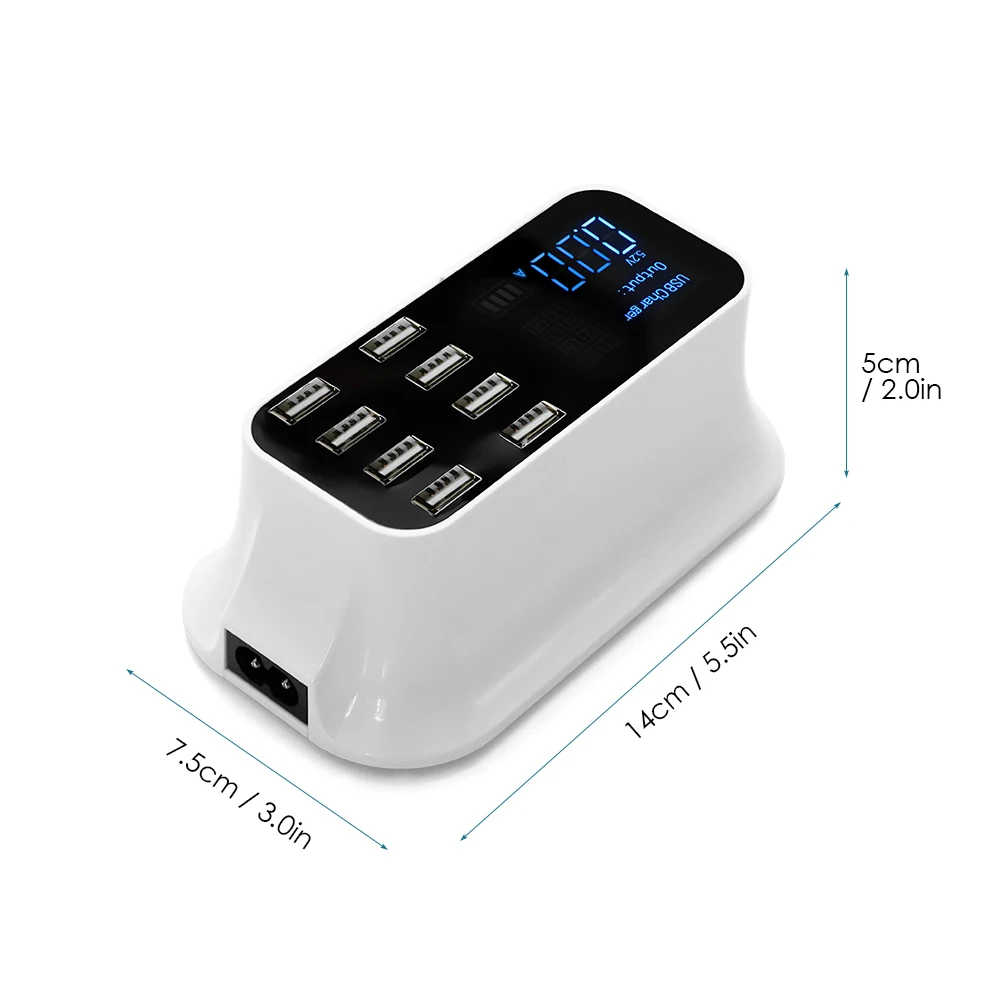 8 портов цифровой ЖК-дисплей USB зарядное устройство для Android iPhone адаптер планшет мобильный телефон 2.4A быстрое зарядное устройство для huawei samsung