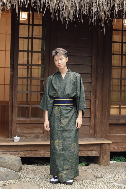 Japanese Kimono Man Fashion Corset Solid Color Robes Japan