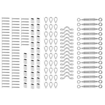 

15 Pack Stainless Steel Cable Railing Kits Heavy Duty Wire Handrail Cable with Jaw Swage Fork Turnbuckle for Wood Posts DIY Balu
