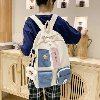 

cute backpack women Panelled School bag for girls Harajuku female Korean school student backpacks luxury mochila feminina 2020