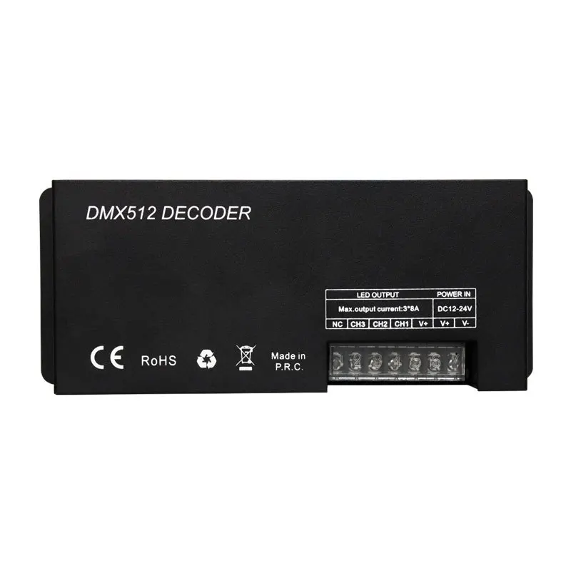 DC 12 V-24 V 3 канальный x 8A DMX 512 декодер светодиодный контроллер для RGB 5050 3528 Светодиодные ленты светильник