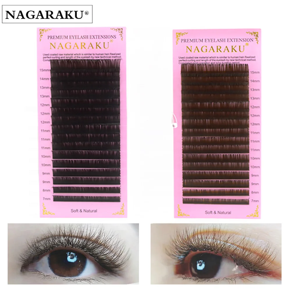 NAGARAKU Микс Коричневые Ресницы Для Наращивания Макияж 7-15mm 20 Линий Легкие