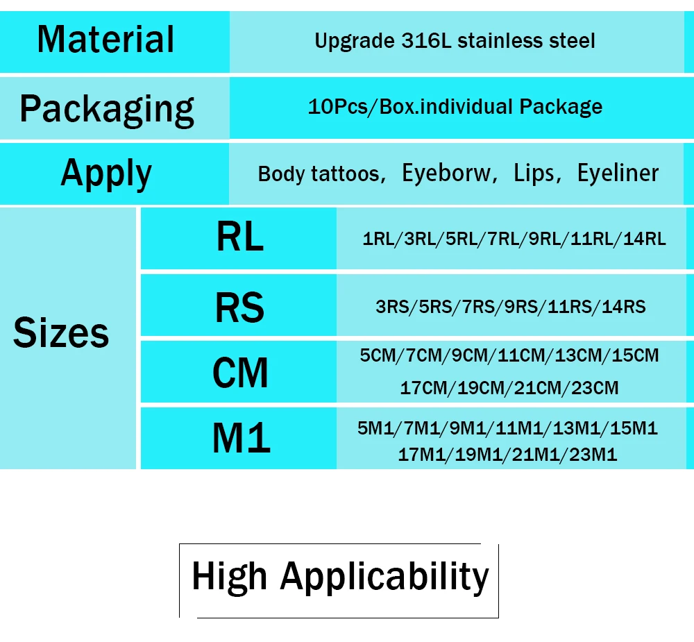 Disposable Tattoo Needles RL Cartridge Needle for Machine Pen Grip 10pcs Liner Shader Silicone Permanent Makeup RS RM M1 Disposable Tattoo Needles RL Cartridge Needle for Machine Pen Grip 10pcs Liner Shader Silicone Permanent Makeup RS RM M1