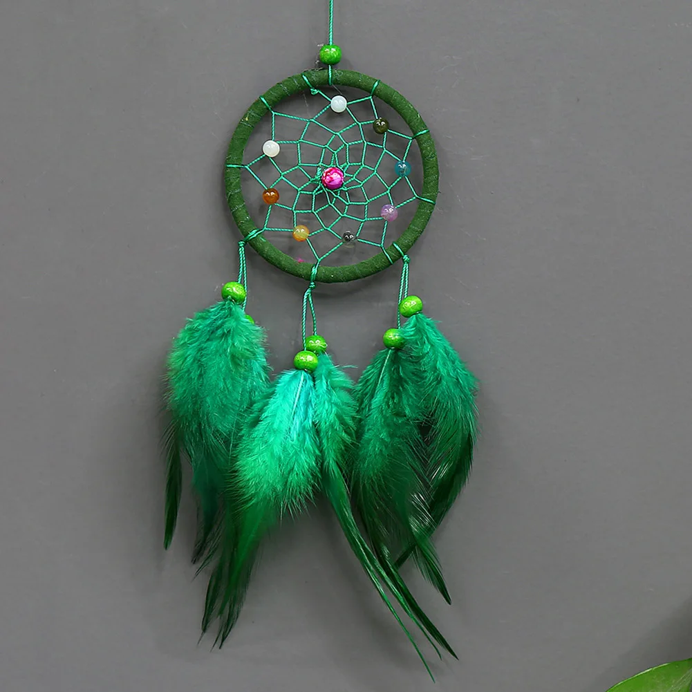 Винтажное украшение для дома, ретро Ловец снов из перьев, круглые перья, настенные Висячие dreamcatchers, декор для автомобиля, подарок на день рождения, BDF - Цвет: green