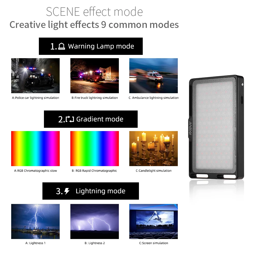 Andoer портативный RGB светодиодный светильник для видео панель с регулируемой яркостью 2500 K-8500 K мини карманный светильник для камеры для YouTube DSLR камеры видеокамеры