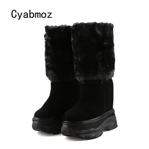 Cyabmoz Winter Snow Short Boots Shoes Woman Sexy Platform Party Ladies Casual High heels Height increasing Boots New Women Shoes