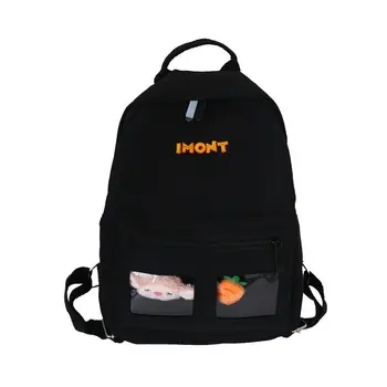 

Small Fresh Backpack Women's Oxford Textile Material Casual Cute Bag Kawaii Student Back Pack With Carrot Rabbit Accessories
