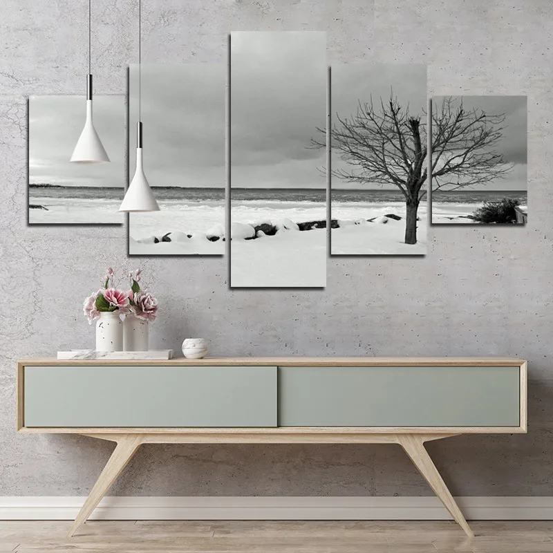 

Scenery Gray Snow Scene Home Decoration Painting Color Toning Decorative Canvas Painting Poster Can Be Customized Frameless