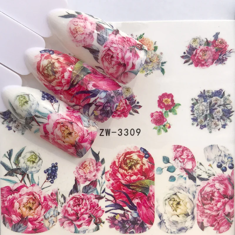 

1 Sheet Rose Lavender Flower Nail Art Water Transfer Stickers Full Wraps Christmas Series Designs DIY Nail Decoration Decal Gift
