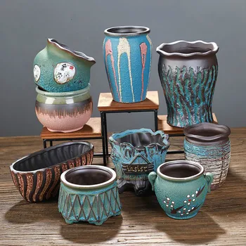 

Creative Succulent Flowerpot Green Plant Vase Planter Bonsai Pot macetas Office Desktop Ornaments Ceramic Garden Art WF107