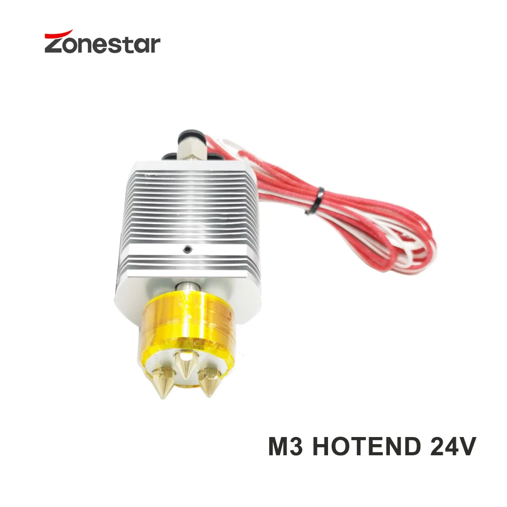 ZONESTAR 3-IN-3-OUT Hotend  3 Color Triple-Extruder 1.75mm 3mm Filament 0.4mm Nozzle 3D Printer Parts  24V50W Heater