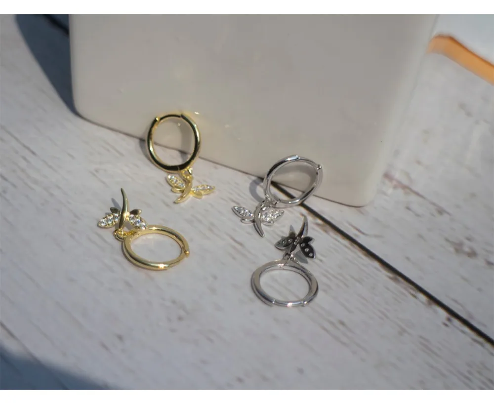 Серьги из стерлингового серебра 925 пробы, модные, циркониевые, милые, животные, короткие серьги-капли, серьги, кость, простые популярные женские ювелирные украшения для ушей